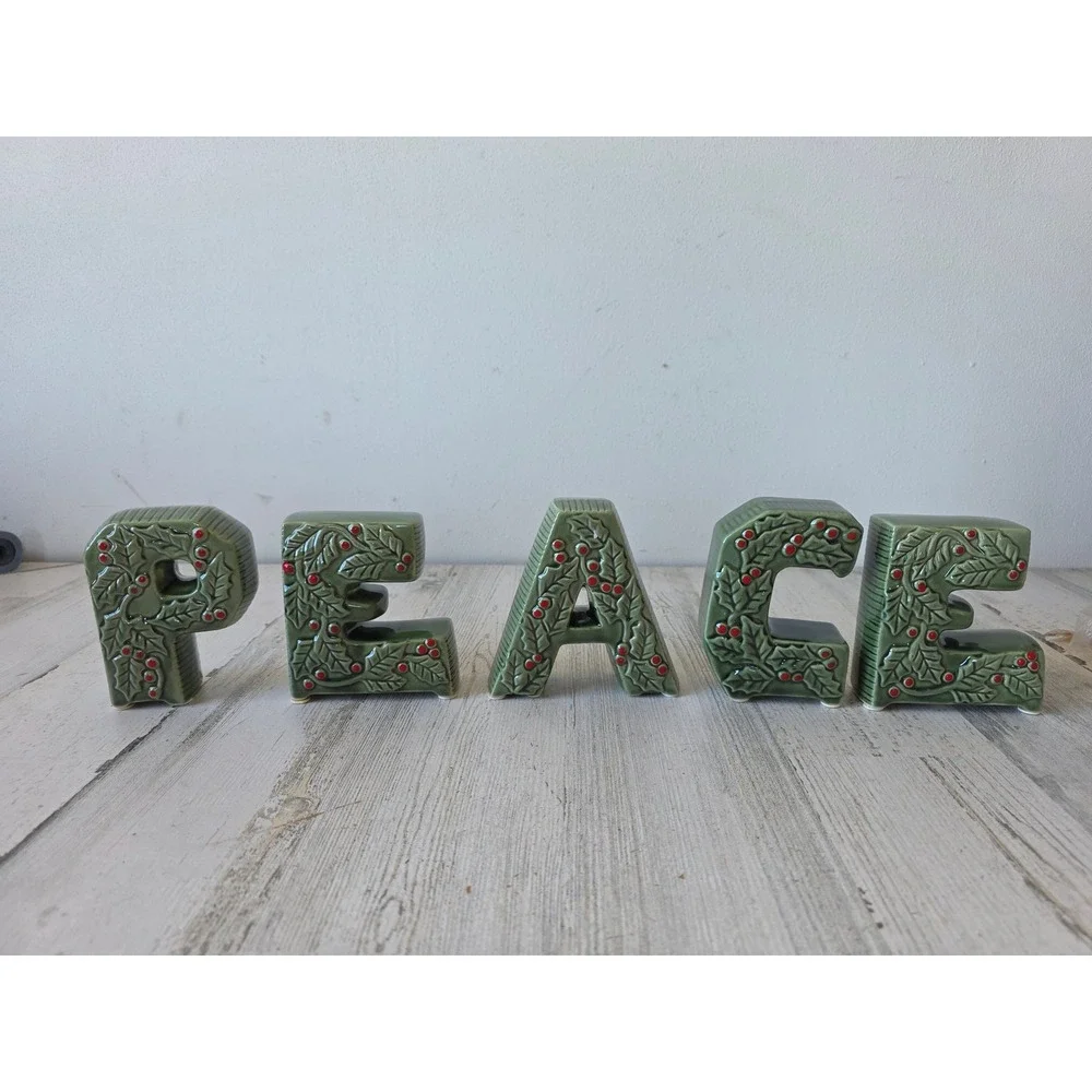 Vintage lipper mann ceramic Peace poinsettia Noel Xmas decor RARE extremely rare